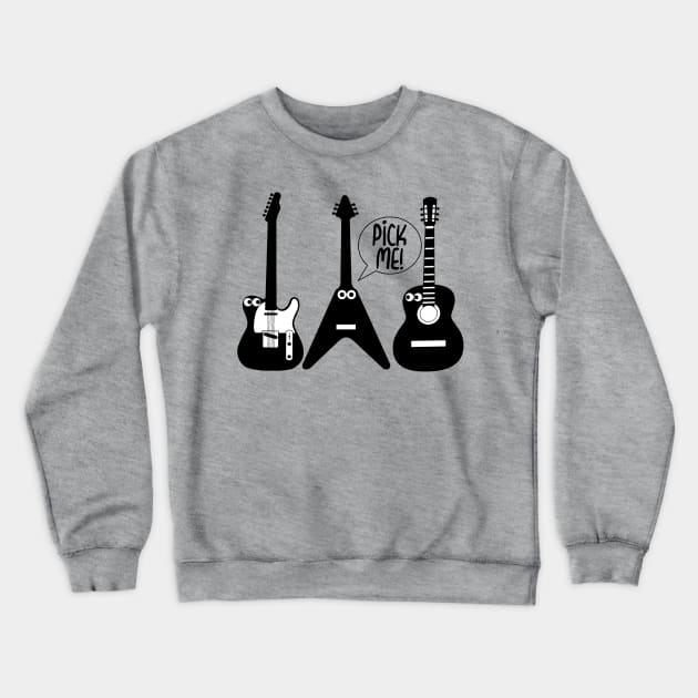 Pick Me Funny Guitar Crewneck Sweatshirt by Timeforplay